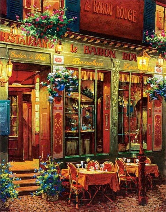 Stoliki przed restauracją puzzle online