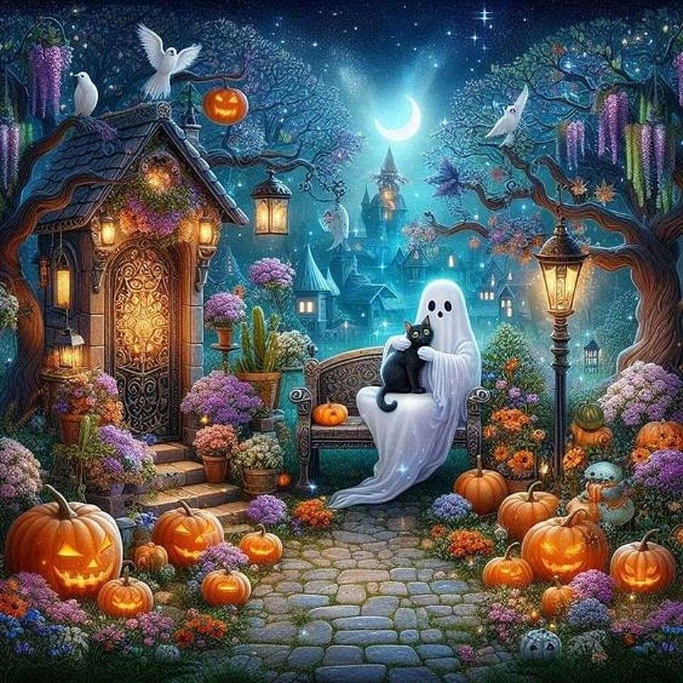 Słodka scena Halloween puzzle online