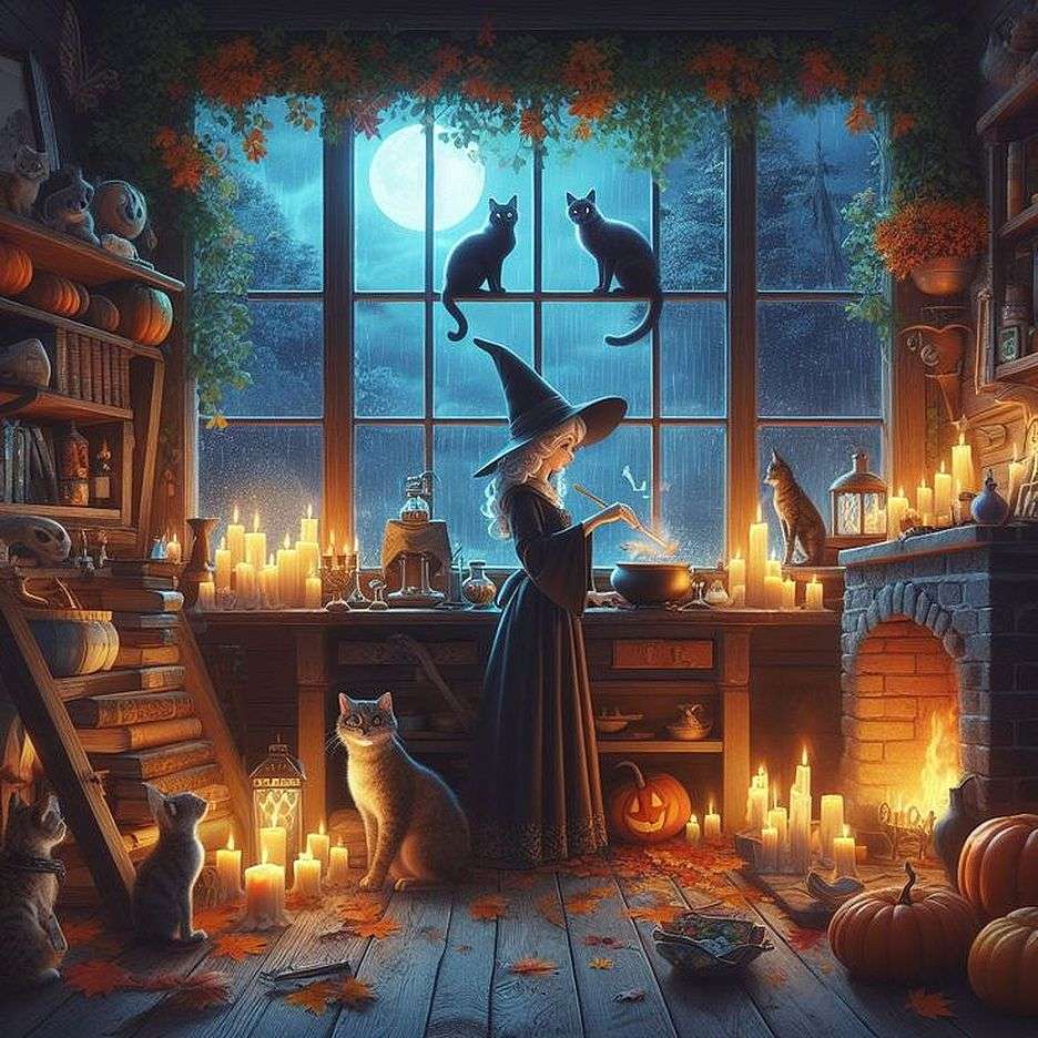 Magiczna noc Halloween puzzle online