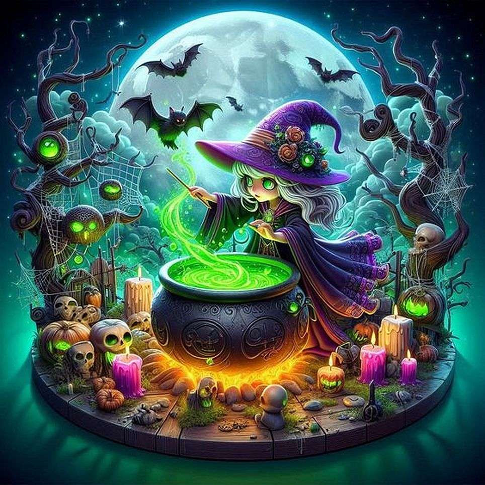 Magiczny eliksir Halloween puzzle online