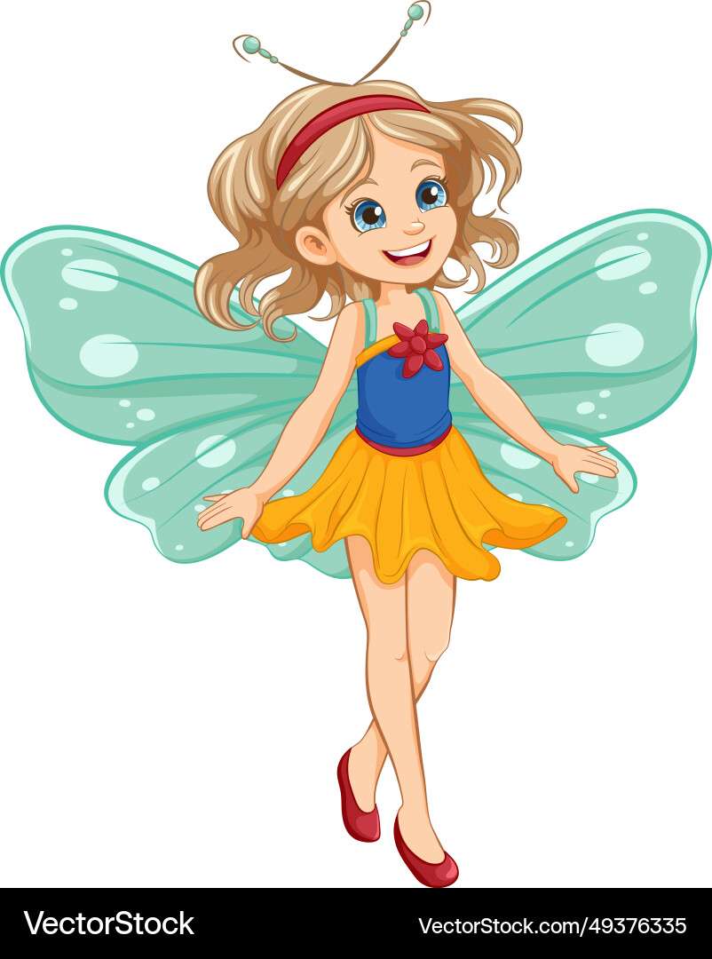 Cute girl cartoon character in fairy dress vector puzzle online